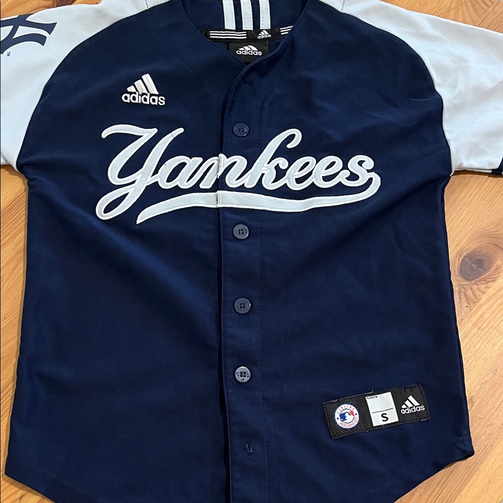 Adidas Yankees Navy and White Men's Jersey